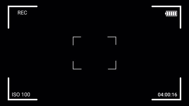 Video camera recorder screen interface with alpha channel, Recording camera screen interface with timer on a transparent background , Camera recording screen overlay
