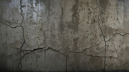 Obraz premium A dark, grunge-style concrete wall with cracks and peeling paint, featuring subtle moisture stains and rough, uneven surfaces. The texture is rich and realistic, giving an urban and industrial feel.
