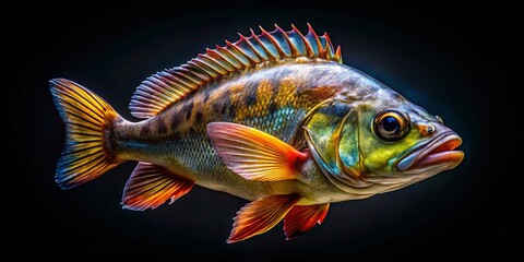Fototapeta premium Close-up Fish Isolated on Black Background