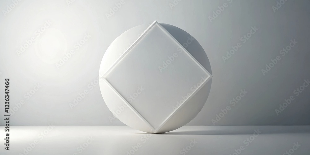 Aufkleber A Minimalist Composition with a Circular and Square Shape, Exhibiting a Playful Intersection of Geometric Elements
