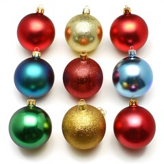 Colorful Christmas Ornaments in Various Shapes and Sizes for Holidays