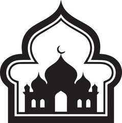 Islamic Mosque Silhouette with Ornamental Arch Frame - Ramadan and Eid Design