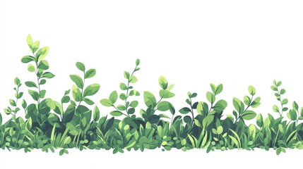 Lush Green Foliage Background with Vivid Leafy Plants and Grass