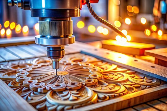 CNC Router Machine Cutting on Wooden Board, Showcasing the Precision of CNC Industry