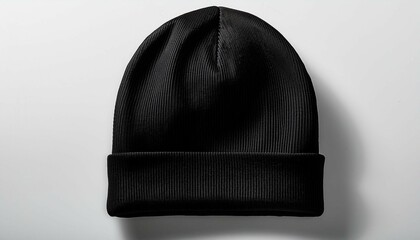 a plain black mockup beanie hat isolated on a white background for versatile casual wear