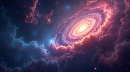 Obraz premium colorful cosmic galaxy scene featuring vibrant stars and a swirling nebula in space