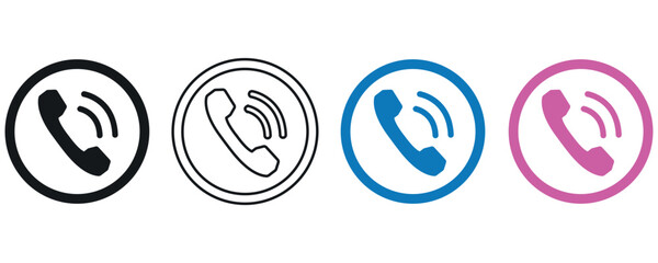 Phone icon vector set, phone call colorful icons in flat style isolated on white background.