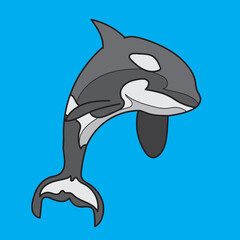 orca illustration with blue Background