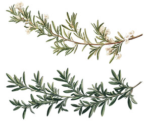 Obraz premium Vintage botanical illustration of a rosemary branch, perfect for infusing your cooking with fragrance and enhancing holiday decor