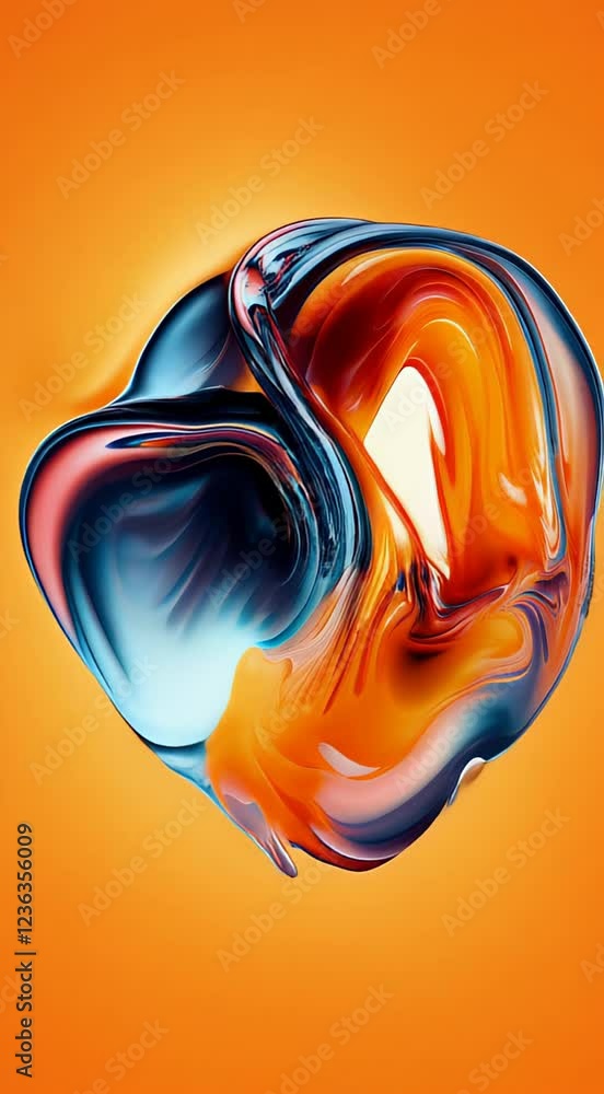 Aufkleber dynamic abstract swirl of colors blending blue, orange, and red, creating a visually striking compos