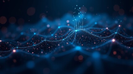 Digital background perfect for tech processes, neural networks, artificial intelligence, data transfer and encryption