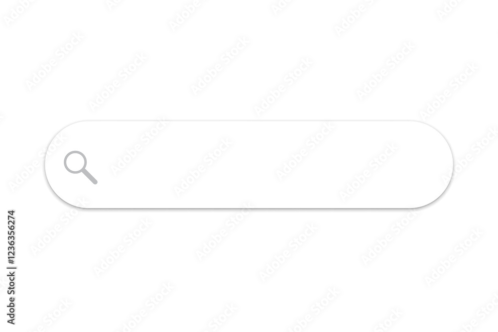 Aufkleber search bar mockup. minimal magnifier icon. white input shape. vector web element.