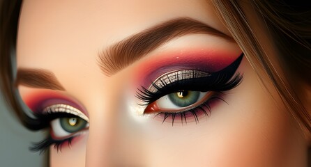 "Close-Up of Bold Eye Makeup with Glitter & Dramatic Eyelashes | Glam Makeup Look"