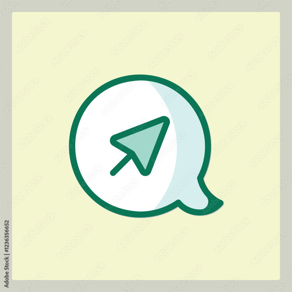 Poster a green cursor icon within a speech bubble symbolizing a click interaction for web design interface