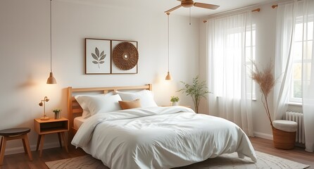 "Cozy Scandinavian-Style Bedroom with Soft Lighting & Minimalist Decor | Hygge Home Design"