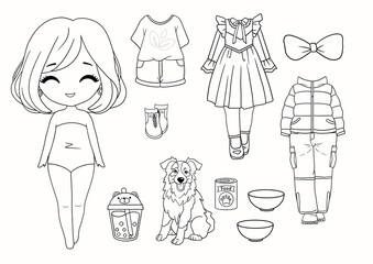 Paper doll colouring 