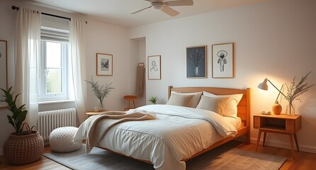 "Cozy Scandinavian-Style Bedroom with Soft Lighting & Minimalist Decor | Hygge Home Design"