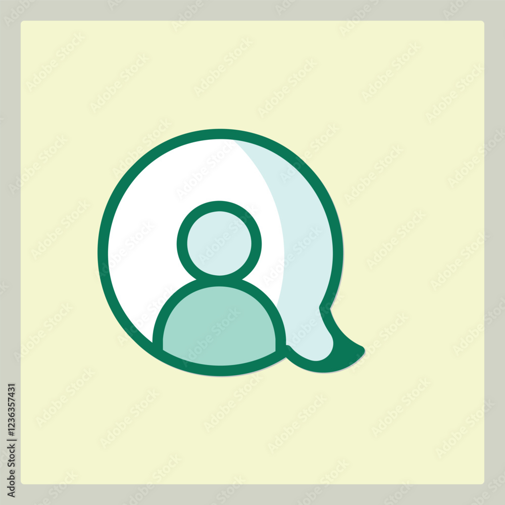 Poster a simple user profile icon with speech bubble design for communication applications
