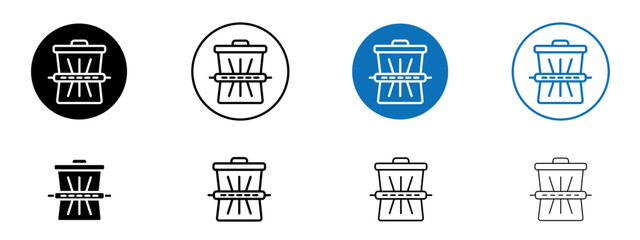 Waste reduction icons collection in black and blue on white background