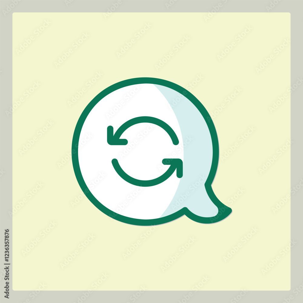 Poster green update icon in speech bubble for application or website user interface design