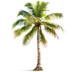 Fototapeta premium Single Tall Tropical Palm Tree Isolated on White Background