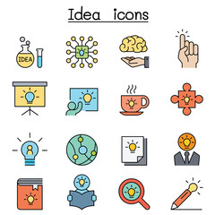 Idea, Creative, Innovation, Inspiration icon set in thin line style