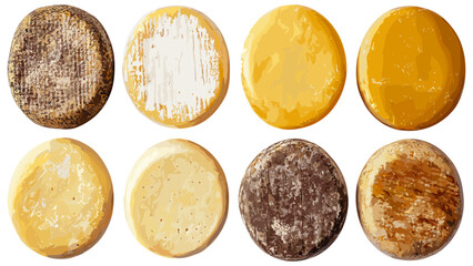 Old Cheese Wheel in Soft Brown and Yellow, a vintage food illustration bringing warmth and simplicity through soft hues