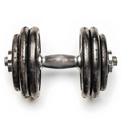 Naklejka premium Close-Up of a Classic Weightlifting Dumbbell on White Background
