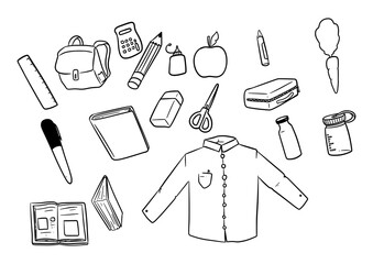 School Supplies and Stationery Doodle Set