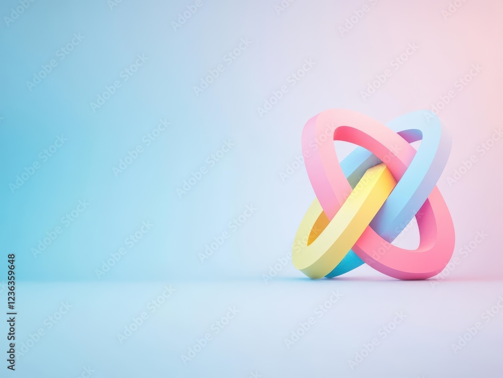 Fototapete Vibrant Colorful Three Dimensional Object on a Deep Blue Background Creating a Striking Visual Contrast and Captivating Artistic Composition