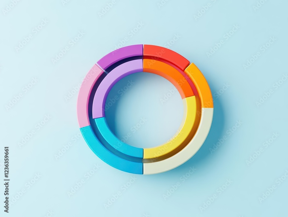 Poster vibrant colorful circle on a deep blue background evoking joy and creativity in a minimalist abstrac