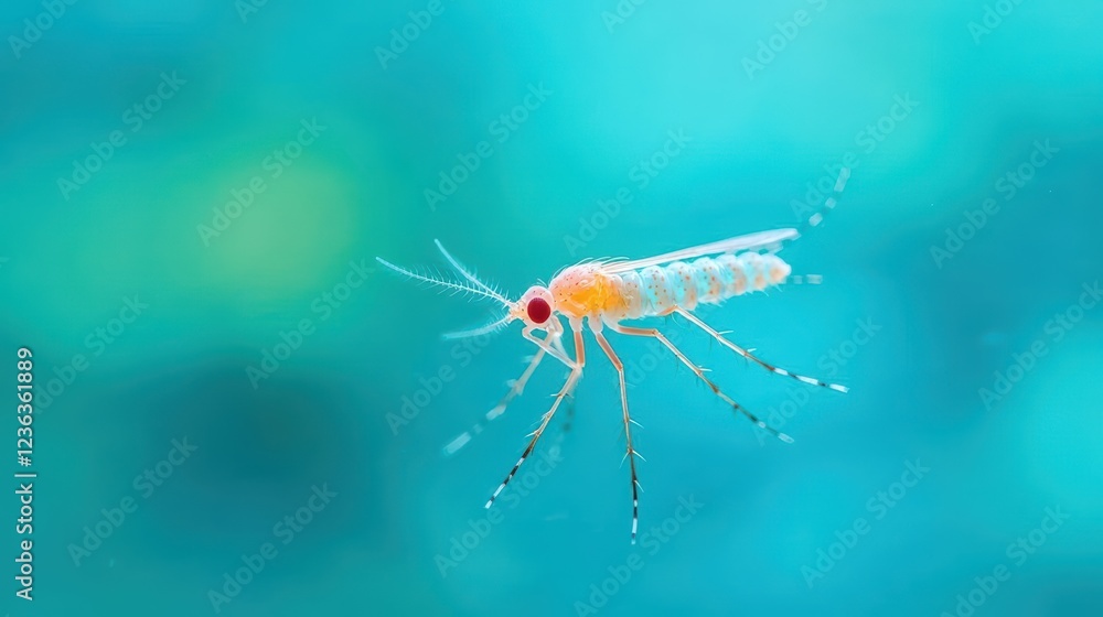 Poster intricate mosquito insect perched on leaf with long delicate legs displaying nature's fine details a