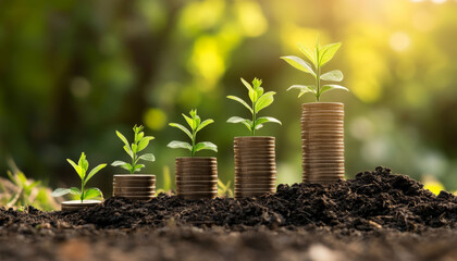 Life and Business Concept: Plants and Money as Symbols of Growth