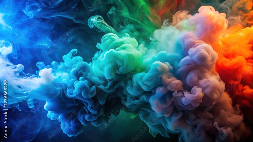 Poster Abstract Swirls of Vivid Colors Blending and Intertwining on a Dark Background