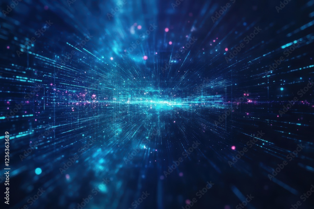 Poster Vibrant Abstract Technology Background Featuring Blue and Pink Illuminations Creating a Futuristic and Dynamic Atmosphere for Digital Innovation
