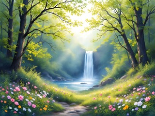 sun shining through the forest