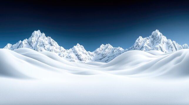 Snowy mountain range winter landscape; serene background
