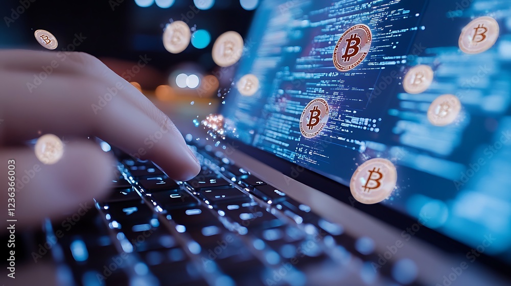 Poster exploring the future of finance with bitcoin and digital currency
