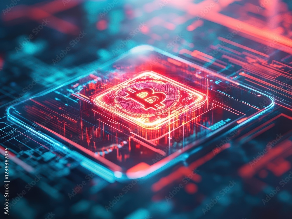 Aufkleber Intricate Blockchain Network Visualization with Nodes and Connections Representing Digital Transactions in a Futuristic Cybersecurity Environment
