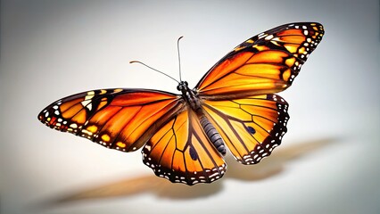 Fototapeta premium High-resolution macro photograph of a monarch butterfly in exquisite detail, showcasing its isolated beauty.