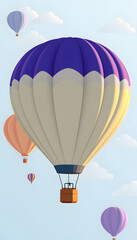 Naklejka premium hot air balloon with blank banner, vector style. isolated with white shades