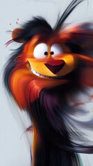 Colorful animated character with a playful expression and vibrant hair