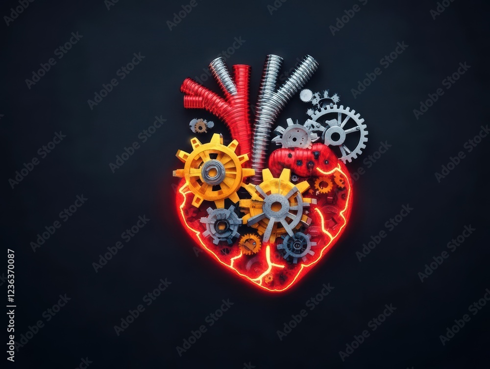 Leinwandbilder intricate heart formed from interlocking gears symbolizing love and mechanism in a unique artistic r