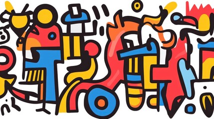 Fototapeta premium Colorful Abstract Art with Modern Shapes and Bold Lines