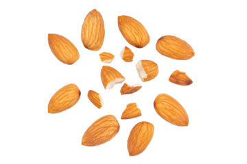 Top view Almonds isolated on a white background