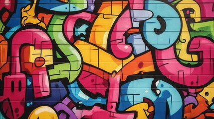Vibrant Abstract Urban Graffiti Artwork with Bold Colors and Shapes