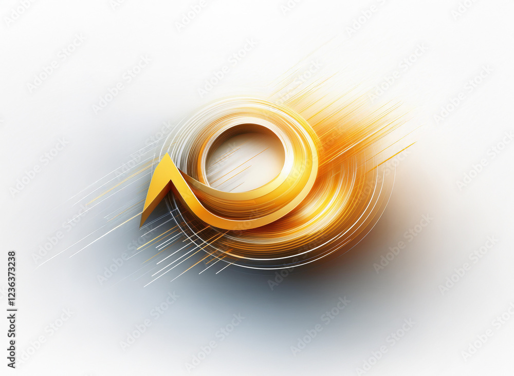 Poster Abstract golden swirl design with an upward arrow, suggesting growth and progress.  The circular motion implies continuous improvement and cyclical processes.  The metallic sheen adds a luxurious feel