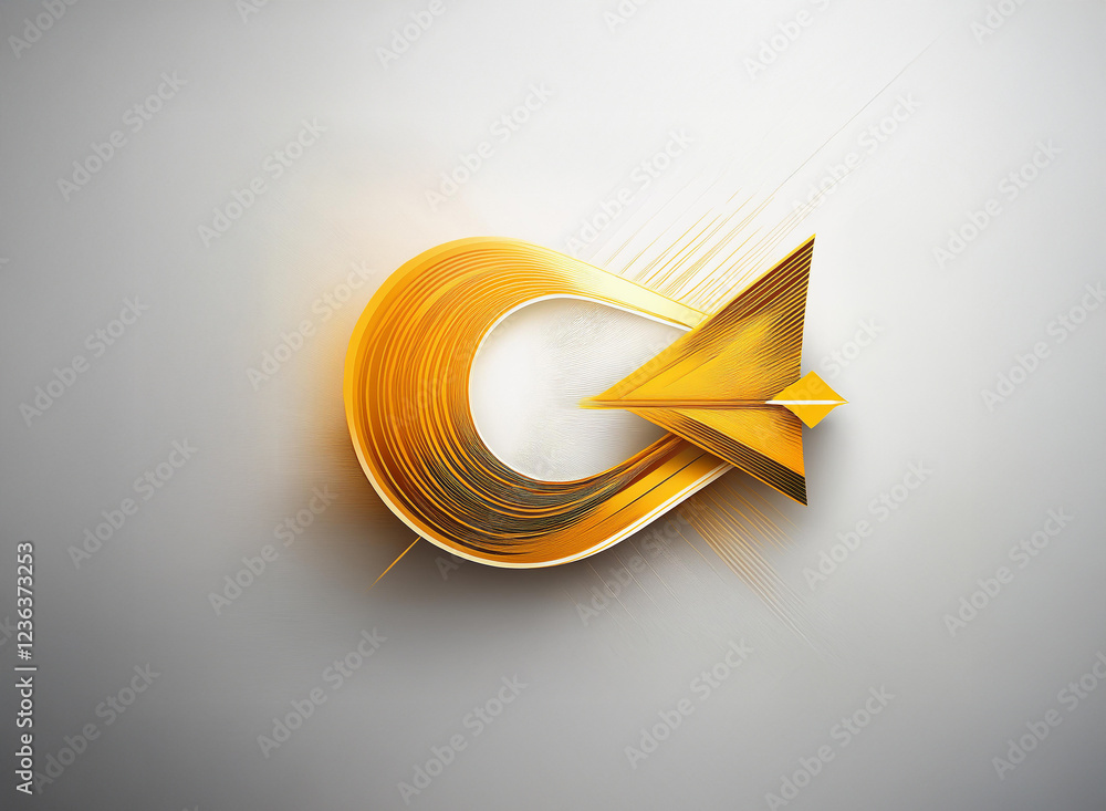 Poster a golden, abstract design resembling a stylized infinity symbol incorporates a small, origami-style 