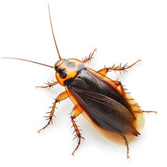 Close-up of a Cockroach on a White Background for Nature Studies