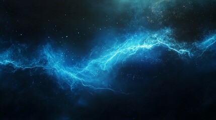 Lightning background, thunder and lightning on a dark blue sky. Blue electric flashes of light in the night sky